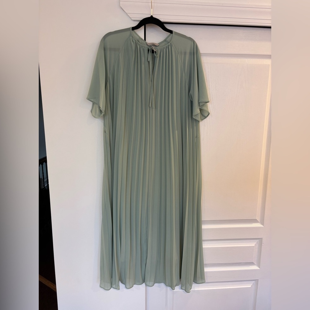 Green Pleated Dress